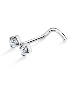 Stone Encrusted Bow Shaped Silver Curved Nose Stud NSKB-688